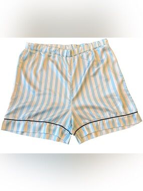 TCL Blue White Striped Satin Pajama Shorts Size Small